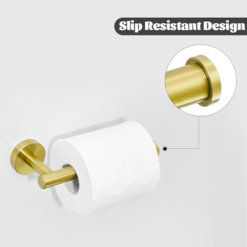 Leyden Toilet Paper Holder Towel Ring Brushed Gold Bathroom Hardware Hand Towel Holder Bathroom Accessories Set Wall Mount Stainless Steel 2 Pieces - color: Gold Round Bottom