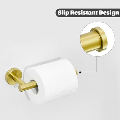 Leyden Toilet Paper Holder Towel Ring Brushed Gold Bathroom Hardware Hand Towel Holder Bathroom Accessories Set Wall Mount Stainless Steel 2 Pieces - color: Gold Round Bottom