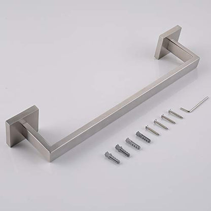 TASTOS 16 Inch Towel Bar Rack Brushed Nickel, Stainless Steel Modren Square Towel Holder for Bathroom Kitchen Wall Mounted - color: Brushed Nickel, size: 16 Inch