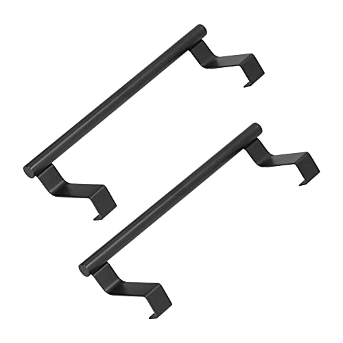 GOTOTOP Black Towel Holder Rack, 430 Stainless Steel Cabinet Door Towel Bar 23CM, No Drill Over Door Design, Space Saving for Bathroom Kitchen Home Hotel Hand or Dish Towels (23CM) - size: 23CM