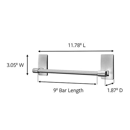 Command Hand Towel Bar Satin Nickel with 4 Water Resistant Command Strips,9" Hand Towel Holder,Holds up to 3 lb,Great for Bathroom Décor on The Wall,Inside The Cabinet,or in-The Shower,(Pack of 8) - size: 1 (Pack of 8)