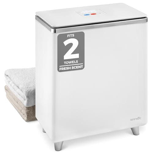 SereneLife Luxury Rectangle Towel Warmer - Spa & Bathroom Heater with Custom Fragrance, Auto Shut-Off, Fits 2 large Towels, Blankets, Bathrobes, PJ's - Perfect Gift for Him & Her (Silver) - color: Silver