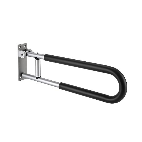 23.6Inch Foldable Handrail Grab Bars, Wall Mounted Toilet Safety Support 90 Degree Rotation for Handicap Elderly Seniors Disabled, Shower Bathroom Accessories