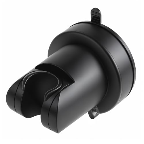 Suction Cup Shower Head Holder, Removable Shower Head Bracket No Drill Wall Mount Holder, ABS Plastic Shower Wand Holder Universal Suction Holder for Bathroom(Black)