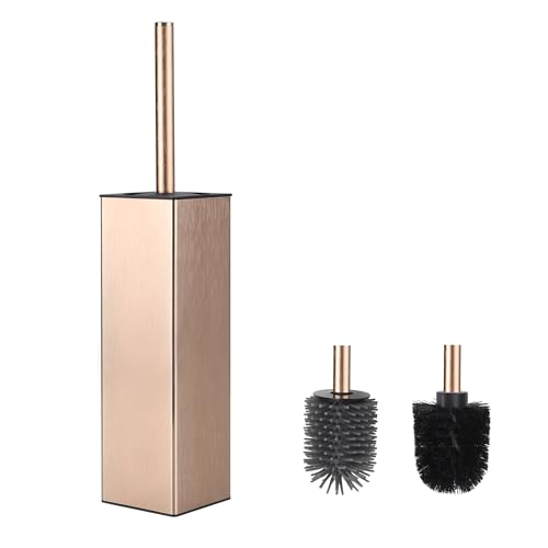 Toilet Brush and Holder Set Rose Gold Freestanding for Bathroom - color: Rose Gold