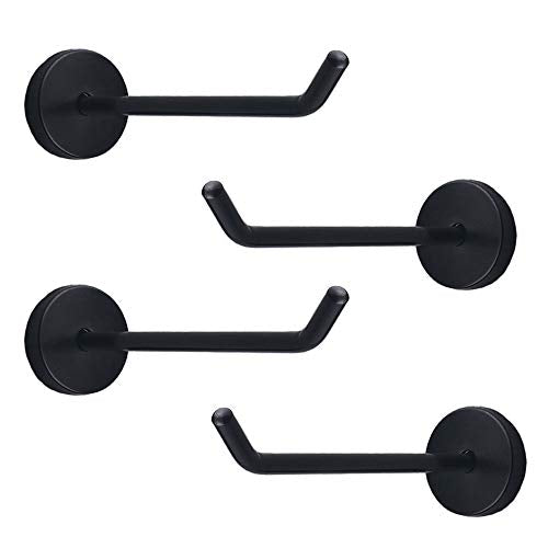 Classic Black Stainless Steel Heavy Duty Coat Hook, Durable Robe Hanger Wall Mount Hook, Perfect Touch Your Bathroom, Bedroom, Closets, Wardrobe, Kitchen (6", 4 PCS) - size: 6", 4 PCS