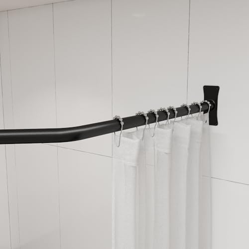 Naiture Neo-Angle Shower Curtain Rod, 18-1/2" X 26" X 18-1/2", Black | 304 Stainless Steel, Includes 36" Ceiling Support and Mounting Hardware, Cut to Fit, Permanent Wall Mount, Rustproof - color: Black, size: 18-1/2" X 26" X 18-1/2"