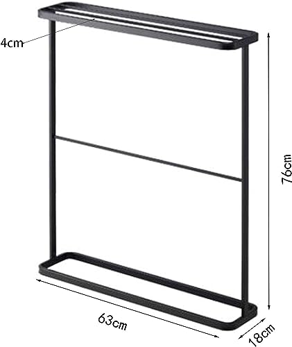 Freestanding Towel Rack with 5 Rails for Small Bathrooms Kitchens and Hotels-Black-63x18x76cm - color: Black