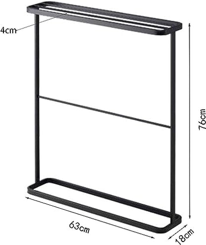 Freestanding Towel Rack with 5 Rails for Small Bathrooms Kitchens and Hotels-Black-63x18x76cm - color: Black