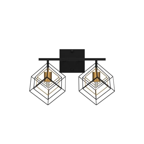 Bathroom Vanity Light with 2 Bulbs Bathroom Light Fixtures Over Mirror with 2 Rotatable Cube Shades Modern Wall Mounted Matte Black - color: Matte Black With Pineapple Gold, size: 2-Lights ( 16" Width )