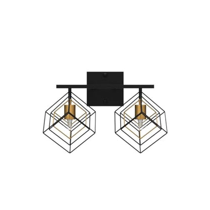Bathroom Vanity Light with 2 Bulbs Bathroom Light Fixtures Over Mirror with 2 Rotatable Cube Shades Modern Wall Mounted Matte Black - color: Matte Black With Pineapple Gold, size: 2-Lights ( 16" Width )