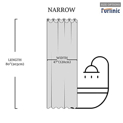 Furlinic Black No Hook Small Stall Shower Curtain 48x78 Inch,Washable Fabric Shower Curtain Liner with See Through Window,Half Narrow Hotel Style Waterproof Shower Curtains for Bathrrom - color: Black, size: 48"W x 78"L (Pack of 1)
