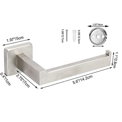 TocTen Toilet Paper Holder-Bathroom Tissue Holder Fit Big Roll Paper, Made of Thicken SUS 304 Stainless Steel, Square Paper Roll Holder Wall Mount Suitable for Bathroom, Kitchen, Office (Brushed, 6.5) - color: Brushed-square