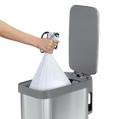 Glad Slim Trash Can with Clorox Odor Protection - Narrow Kitchen Garbage Bin with Soft Close Lid, Step On Foot Pedal and Waste Bag Roll Holder, All Stainless, 12 Gallon/45 Liter - color: All Stainless