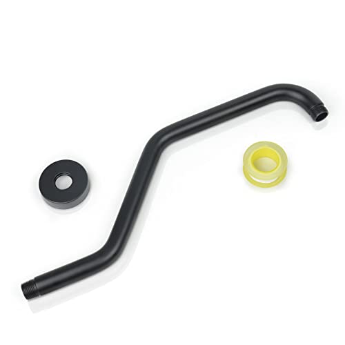 S Shape Shower Arm with Flange,High Rise Shower Head Extension Arm,Stainless Steel 15.5 Inch Shower Arm Extension,Matte Black,9Z3MK - color: Matte Black, style: Z Shaped