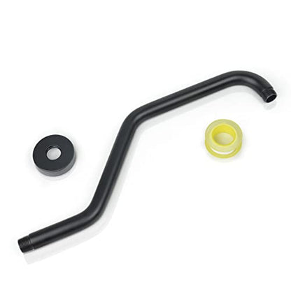S Shape Shower Arm with Flange,High Rise Shower Head Extension Arm,Stainless Steel 15.5 Inch Shower Arm Extension,Matte Black,9Z3MK - color: Matte Black, style: Z Shaped