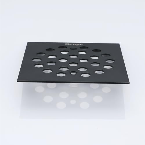 Square Style 4-1/4 inch Screw-in Shower Drainer Cover Floor Drainer Grates with Screws Black - color: Black