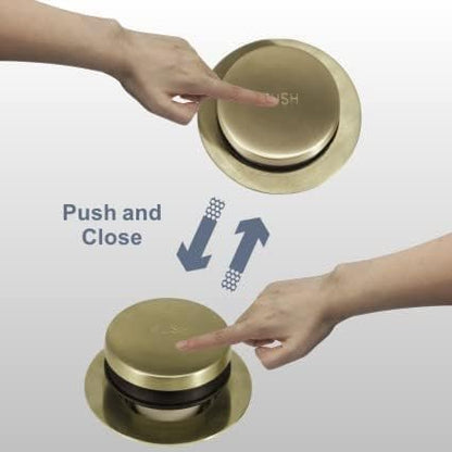 HIDROP Brushed Gold Bathtub Drain Assembly Kit, 2-Hole Overflow Faceplate | Tip Toe, 304 Stainless Steel and Brass, Universal Fine/Coarse Thread fit 1-3/8" or 1-1/2" Tub Drain, Tub Drain Replacement - color: Gold, style: 2 Holes
