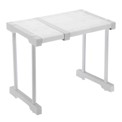 HARFINGTON Expandable Cabinet Tension Shelf 10.63" to 14.96" Adjustable Cabinet Organizer 32" x 9.45" Flower Pattern Table Storage Rack for Wardrobe Cupboard Kitchen Bedroom - size: 27cm to 38cm