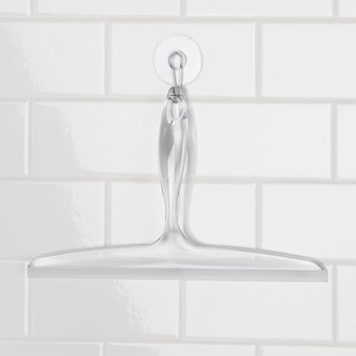iDesign Plastic Bath Squeegee for Glass with Suction Hook Holder – 12", Clear - color: Clear, style: Pack of 1