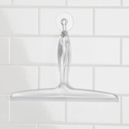 iDesign Plastic Bath Squeegee for Glass with Suction Hook Holder – 12", Clear - color: Clear, style: Pack of 1