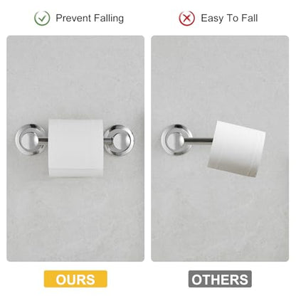 Bathroom Toilet Paper Holder Wall Mount Tissue Holder Polished Chrome | Rustproof Toilet Tissue Roll Holder, Flexible Double Post Pivoting Handle, Bathroom Accessories SUS304 Stainless Steel - color: Polished Chrome