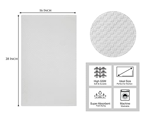 COTTON CRAFT Amazing Kitchen Towel - 12 Pack 100% Cotton Waffle Terry Towel | White - 16x28 inch Euro Café Waffle Weave Dish Towels - Soft Absorbent Quick Dry Low Lint Reusable Pantry Bar Cleaning Cloth - color: White, size: 12 Pack