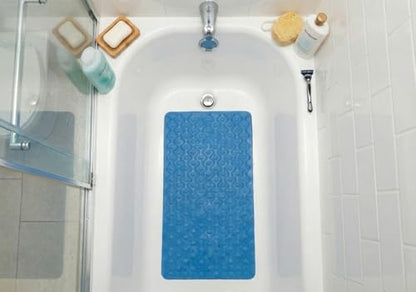 NOVA Non-Slip Bath Mat for Tub & Shower, 16” x 28” Anti-Skid Bathtub Mat with Secure Suction Cups, Bubble Texture Foot Massage, Anti-Fungal, Easy-Clean Bathroom Safety Mat, Blue "