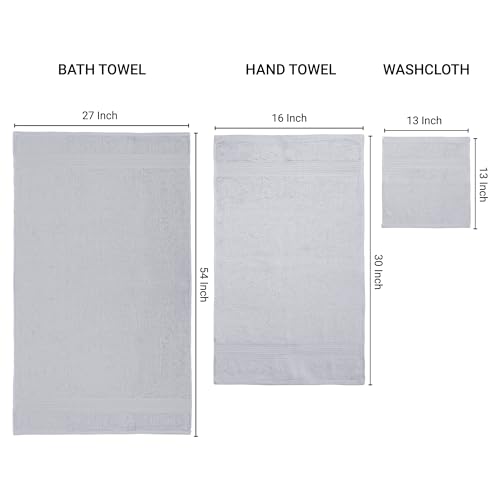 ESSELL 24/7 6 Piece Bath Towel Set, 100% Cotton Towel Set, Durable, Quick Drying & Lightweight Bathroom Towels, 2 Bath Towels, 2 Hand Towels, 2 Washcloths - Grey - color: Grey