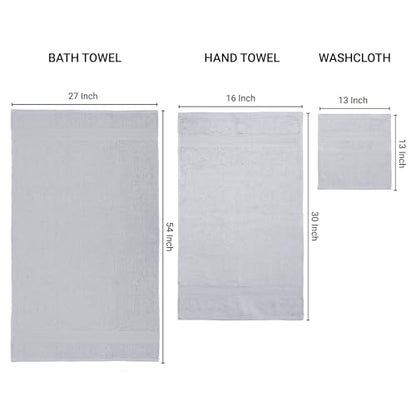 ESSELL 24/7 6 Piece Bath Towel Set, 100% Cotton Towel Set, Durable, Quick Drying & Lightweight Bathroom Towels, 2 Bath Towels, 2 Hand Towels, 2 Washcloths - Grey - color: Grey