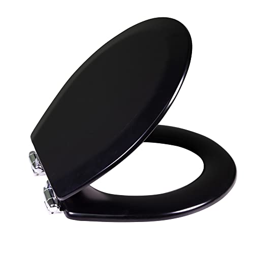 Design House Dalton Round Toilet Seat, Black | Surface, Traditional, Wood, Hardware, 561241-BLK - color: Black