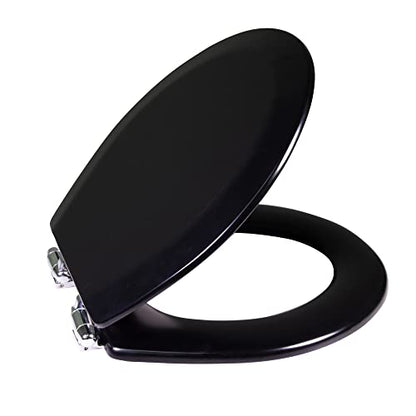 Design House Dalton Round Toilet Seat, Black | Surface, Traditional, Wood, Hardware, 561241-BLK - color: Black