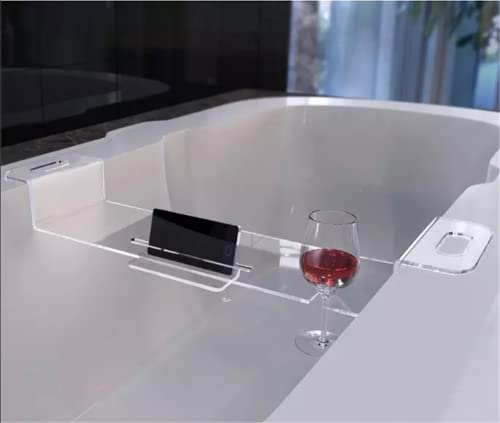 WANLIAN 33inch Luxury Bathtub Caddy for Bathroom - Table Tray with Storage and Organizer (Clear-C) - color: Clear-c