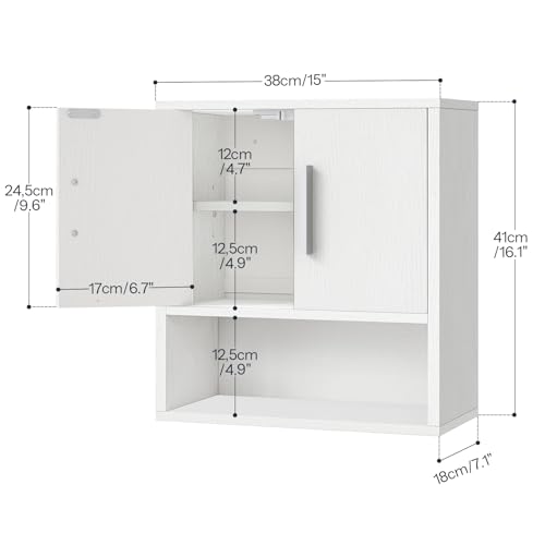 HOOBRO Bathroom Wall Cabinet, Medicine Cabinet, 15 x 16.1 Bathroom Wall Cabinet with Adjustable Shelf, Over The Toilet Wall Bathroom Storage Cabinet for Bathroom, Bedroom, White