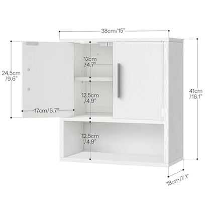 HOOBRO Bathroom Wall Cabinet, Medicine Cabinet, 15 x 16.1 Bathroom Wall Cabinet with Adjustable Shelf, Over The Toilet Wall Bathroom Storage Cabinet for Bathroom, Bedroom, White