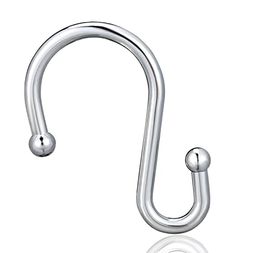 Shower Curtain Hooks, Set of 12 Rust Proof S Shaped Decorative Shower Curtain Rings,Multi-Purpose Hangers S Hooks (Chrome) - color: Chrome