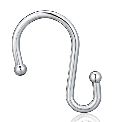 Shower Curtain Hooks, Set of 12 Rust Proof S Shaped Decorative Shower Curtain Rings,Multi-Purpose Hangers S Hooks (Chrome) - color: Chrome