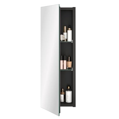 Spliceable Modular Bathroom Medicine Cabinet with Soft Close Doors with Glass on Both Sides, Reversible Wall Mounted Mirror (28" L x 10" W) - color: 10"×28" Reversible Cabinet