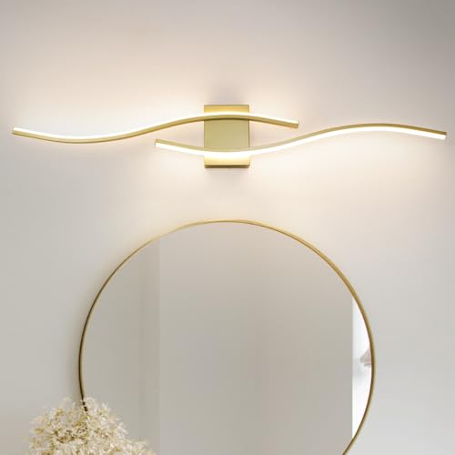 Modern Gold Bathroom Light Fixtures, LED Vanity Light with Remote Control, Bathroom Vanity Light Fixture Over Mirror, Wall Lights for Bedroom, 40.5 inch Wall Sconce Lighting for Home, Living Room - color: Gold