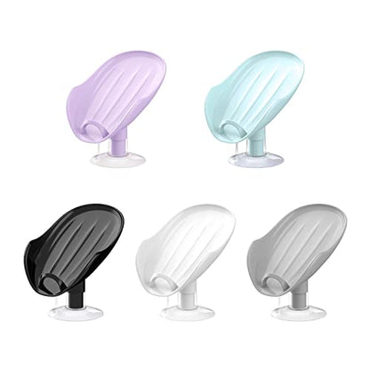 NPET Not Punched Self Draining Plastic Soap Dish Holder with Enlarged Suction Cup,Portable Soap Tray for Bathroom Shower, Kitchen Sink, Save Space and Soap (2, 2 Black) - color: 2 Black