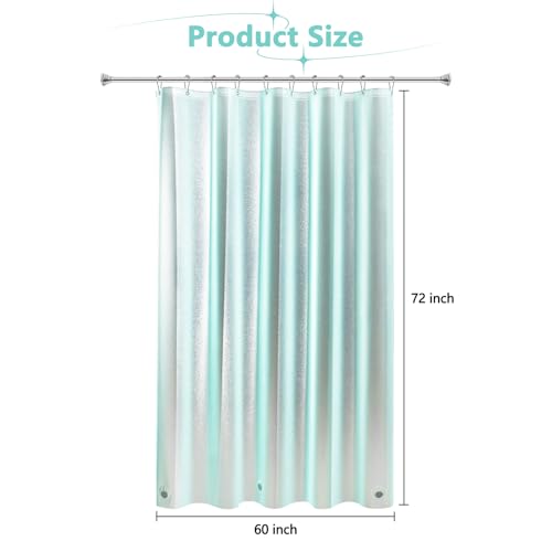 Seenus Teal Glitter PEVA Shower Curtain 60 x 72 inch, Waterproof Plastic Sparkle Shower Curtain Liner with 3 Large Magnets, Dreamy Shimmery Bathroom Stall Shower Curtain Aqua Green - color: Glitter Teal, size: 60"W x 72"L (Pack of 1)