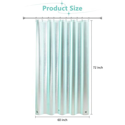 Seenus Teal Glitter PEVA Shower Curtain 60 x 72 inch, Waterproof Plastic Sparkle Shower Curtain Liner with 3 Large Magnets, Dreamy Shimmery Bathroom Stall Shower Curtain Aqua Green - color: Glitter Teal, size: 60"W x 72"L (Pack of 1)