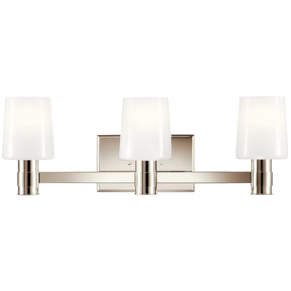 Kichler Adani 3-Light Bathroom Vanity Light, Polished Nickel | Modern vanity light with opal glass for bathrooms and powder rooms (24" x 8.25"), 55176PN - color: Polished Nickel, size: 24"