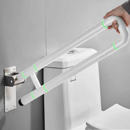 28 Inch Toilet Grab Bar Flip Up Stainless Steel with ABS Handicap Rails Load Capacity of 150 kg 330 lbs Grab Bars Toilet Rail Bathroom U Shaped and Wall Mount Safety for Injured Patients White - color: White, size: 28 in