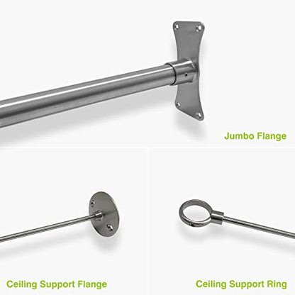 Naiture Neo-Angle Shower Curtain Rod,18-1/2" X 26" X 18-1/2",Brushed Nickel | 304 Stainless Steel, Includes 36" Ceiling Support and Mounting Hardware, Cut to Fit, Permanent Wall Mount, Rustproof - color: Brushed Nickel, size: 18-1/2" X 26" X 18-1/2"