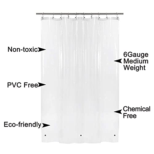 Barossa Design Narrow Shower Curtain Liner Waterproof PEVA, Clear, 36x84 | 3 Magnets, 8G Thick PEVA, Waterproof, PVC Free, 7 Metal Grommets, 36 x 84 Inch for Small Extra Long Bathroom Stall - color: 1a. Clear, size: 36"W x 84"L (Pack of 1)