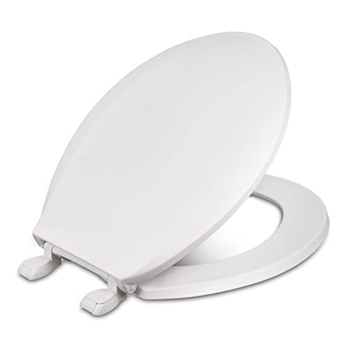 Centoco Round Toilet Seat, Light Weight Residential, USA, 1200-001, White | Plastic, 550 lbs Capacity, Closed Front with Cover, Made in the USA - size: Round