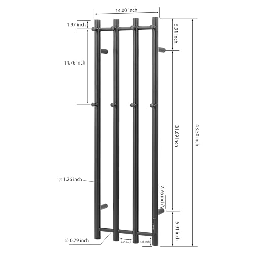 Towel Warmer Wall Mounted 43-Inch Four Towel Bar with Built-in Timer, Electric Stainless Steel Heated Towel Racks for Bathroom, Matte Black