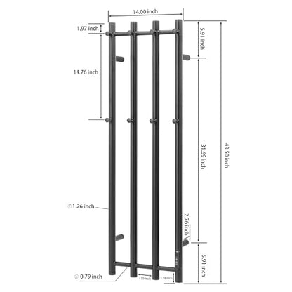 Towel Warmer Wall Mounted 43-Inch Four Towel Bar with Built-in Timer, Electric Stainless Steel Heated Towel Racks for Bathroom, Matte Black