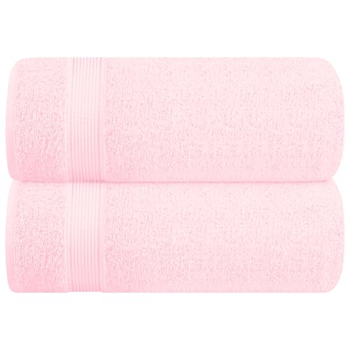 Belizzi Home Cotton 2 Pack Oversized Bath Sheet 35x70, Large Bath Sheet, Ultra Soft, Absorbent, Compact, Eco-Friendly, Recyclable, Quick Drying and Lightweight Towel - Pink - color: Pink, size: 2 Pack Bath Sheet